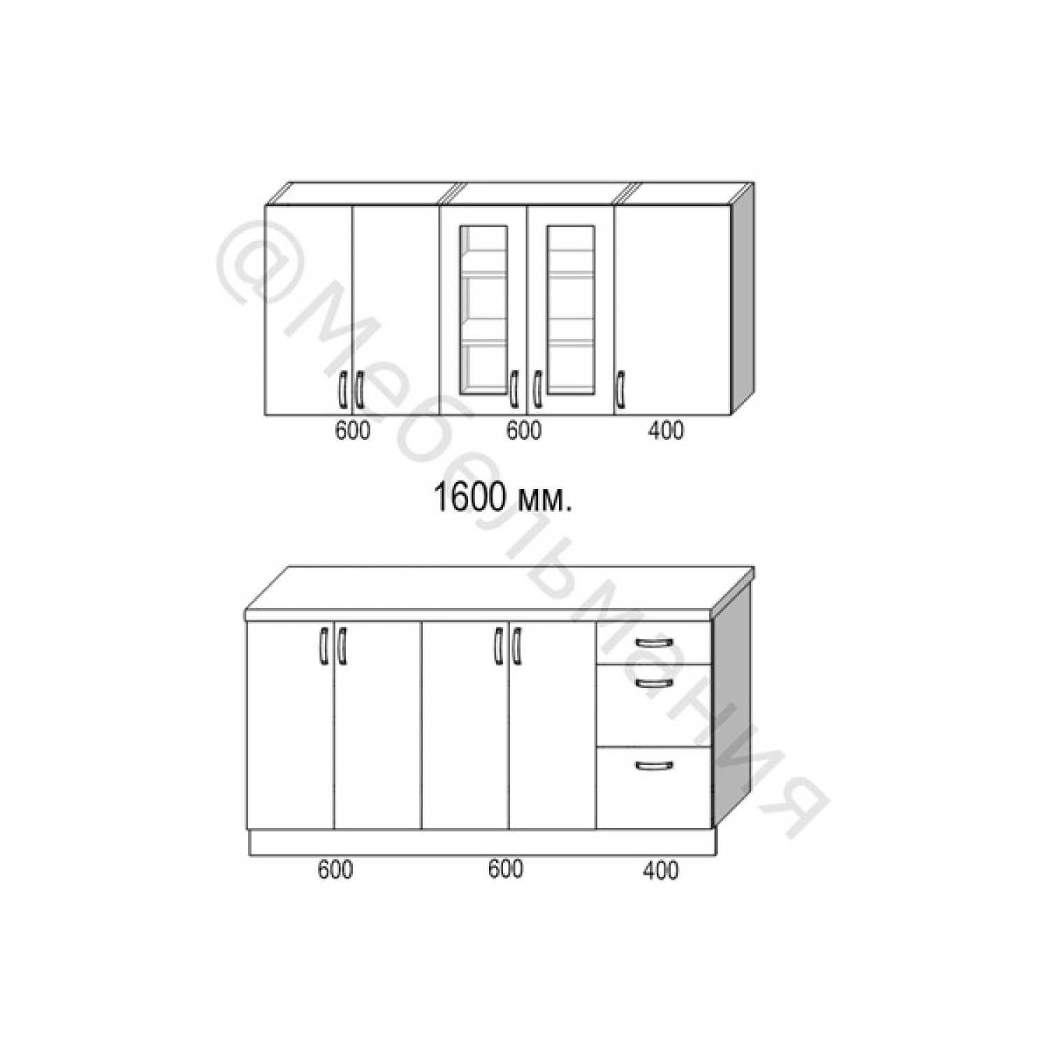Кухня прямая 1600 мм.